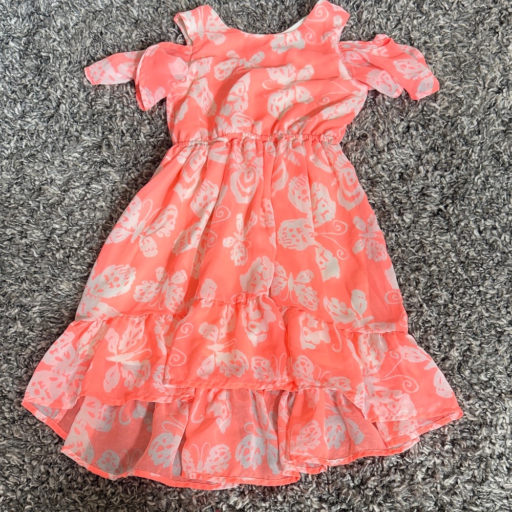 Neon Pink Floral Kids Dress